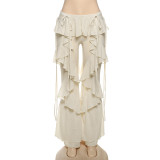 SC Patchwork Ruffled Micro-flare Pants DLSF-K25P76093