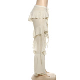 SC Patchwork Ruffled Micro-flare Pants DLSF-K25P76093