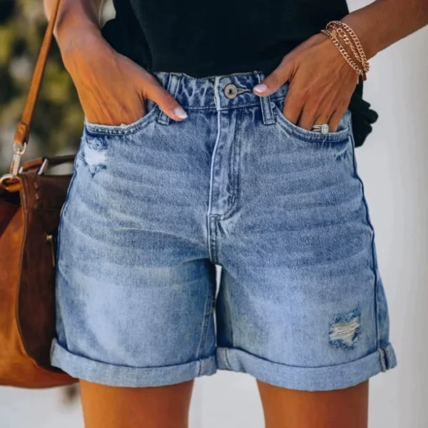 SC Fashion Washed Straight Denim Shorts XCFF-329