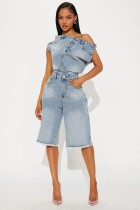 SC One Shoulder Sleeveless Denim Romper LX-6063