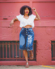 SC Plus Sizse Multi-button Loose Denim Fifth Pants GYLN-8606