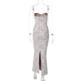 SC Lace Patchwork Sling Backless Maxi Dress JHYB-551