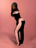 SC Color Block Patchwork Long Sleeve Pants Three Piece Set CH-25037