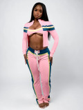 SC Color Block Patchwork Long Sleeve Pants Three Piece Set CH-25037