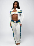 SC Color Block Patchwork Long Sleeve Pants Three Piece Set CH-25037