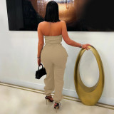SC Solid Color Wrap Chest Zipper Jumpsuit NY-3629