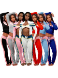 SC Color Block Patchwork Long Sleeve Pants Three Piece Set CH-25037