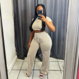 SC Plus Size Fashion Washed Hoodies Pants Two Piece Set NY-3652