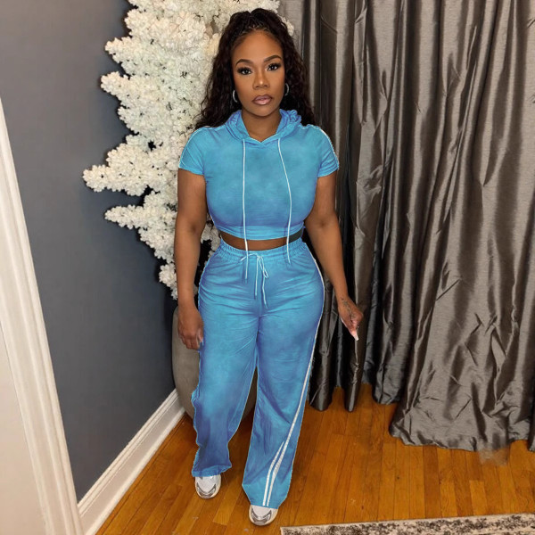 SC Plus Size Fashion Washed Hoodies Pants Two Piece Set NY-3652