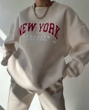 SC Long Sleeve Letter Print Sweatshirt Two Piece Pant Set GYSL-512