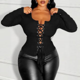 SC Long Sleeve Solid Color Bandage Top LSD-2474