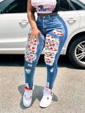 SC Fashion Patchwork Holes Tight Jeans XCFF-240124