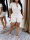 SC Short Sleeve Solid Color Coat Shorts Suit AIL-326