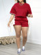SC Half Sleeve Solid Color Two Piece Shorts Set AIL-327