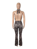 SC Leopard Print Backless Jumpsuit SHD-9530
