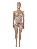 SC Leopard Print Wrap Chest Tops And Shorts Suit SHD-9533