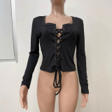 SC Long Sleeve Solid Color Bandage Top LSD-2474