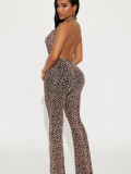 SC Leopard Print Backless Jumpsuit SHD-9530