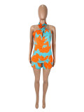 SC Leopard Print Irregular Vest Two Piece Shorts Set SHD-9534