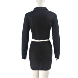SC Solid Color Long Sleeve Two Piece Skirts Set GBTF-9318SD