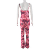 SC Mesh Print Backless Sexy Jumpsuit GBTF-32093JBY