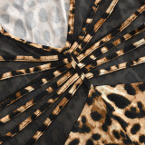 SC Mesh Patchwork Leopard Print Jumpsuit GBTF-11242JHR