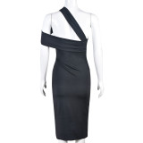 SC Solid Color Hollow Out Midi Dress GBTF-6949DR