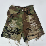SC Plus Size Camouflage Print Tassel Short GBTF-6603PL