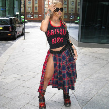 SC Contrast Color Plaid Print Split Skirt GBTF-7993SG