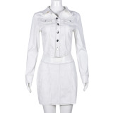 SC Solid Color Long Sleeve Two Piece Skirts Set GBTF-9318SD