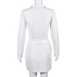 SC Solid Color Long Sleeve Two Piece Skirts Set GBTF-9318SD