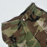 SC Plus Size Camouflage Print Tassel Short GBTF-6603PL