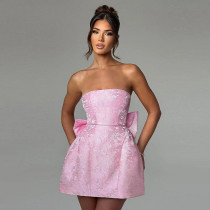 SC Strapless Bow Mini Dress FL-YJ24112SKO