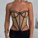 SC Contrast Color Wrap Chest Tops FL-YL23315DG