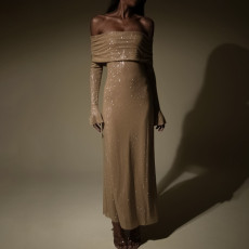 SC One Shoulder Long Sleeve Maxi Dress FL-YY23592SK