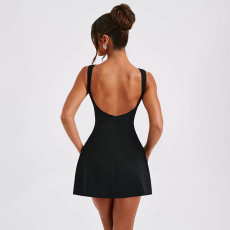 SC Sleeveless Solid Color Vest Mini Dress FL-YJ24027SK