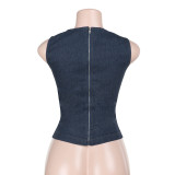 SC Sexy Hollow Out Sleeveless Tops FL-XY24294MHO