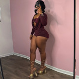SC Deep V Neck Solid Color Long Sleeve Romper GZJQ-K24Q62136