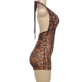 SC Leopard Print Deep V Neck Skinny Romper GZJQ-K24Q48138