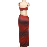 SC Solid Color Small Vest Long SKirt Two Piece Set GYME-K24D60325