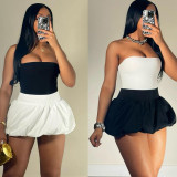 SC Solid Color Bubble Mini Skirt DLSF-K24J46609