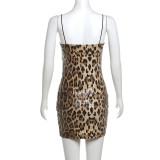 SC Leopard Print Sequin Sling Mini Dress DLSF-K24D44681