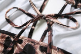SC Halterneck Tie Up Leopard Print Maxi Dress DLSF-K24D50823