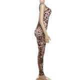 SC Leopard Print Sling Backless Jumpsuit  DLSF-K24Q59758