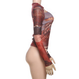 SC Long Sleeve Mesh Print T Shirt DLSF-K24L59634