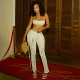 SC Tie Up Halterneck Vest Bandage Pants Suit DLSF-K24S77149