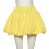SC Solid Color Bubble Mini Skirt DLSF-K24J46609