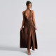 SC Halterneck V Neck Split Maxi Dress GYME-K24D48546