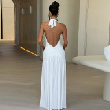 SC Halterneck V Neck Split Maxi Dress GYME-K24D48546