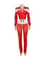 SC Contast Color Zipper Sport Three Piece Pants Suit XMCS-K25L899